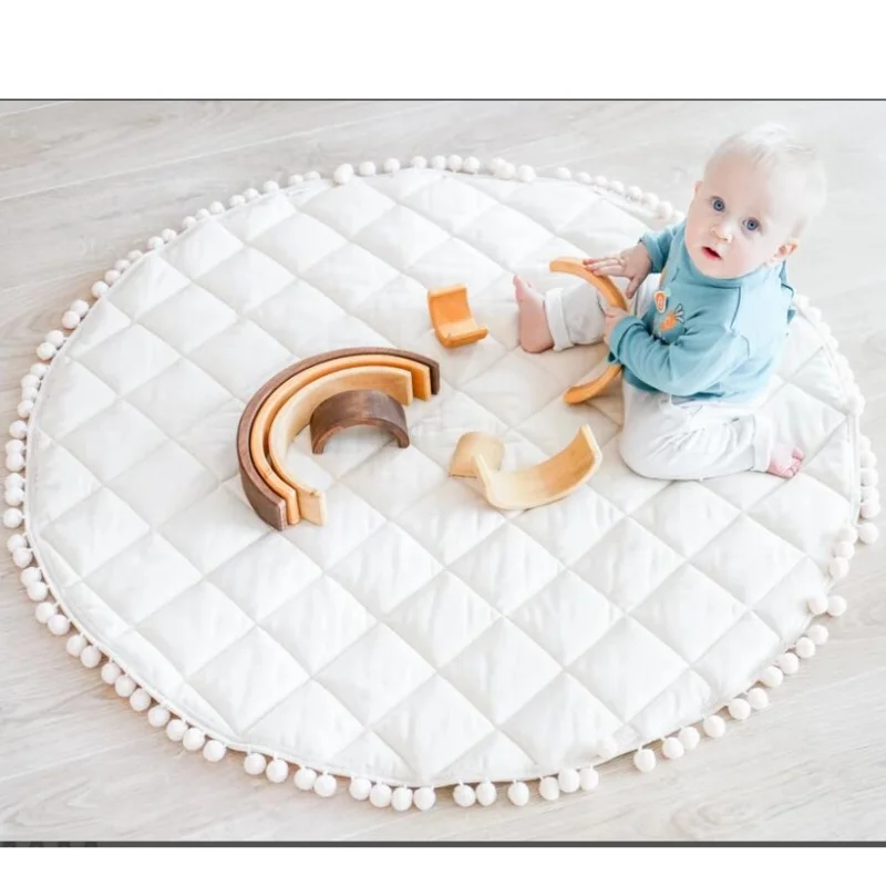 Baby Play Mat 39 x 39 Inch Cotton Crawling Cushion Cotton Nursery Rug Large Thick Soft Washable Folding Floor Mat  Nursery Decor