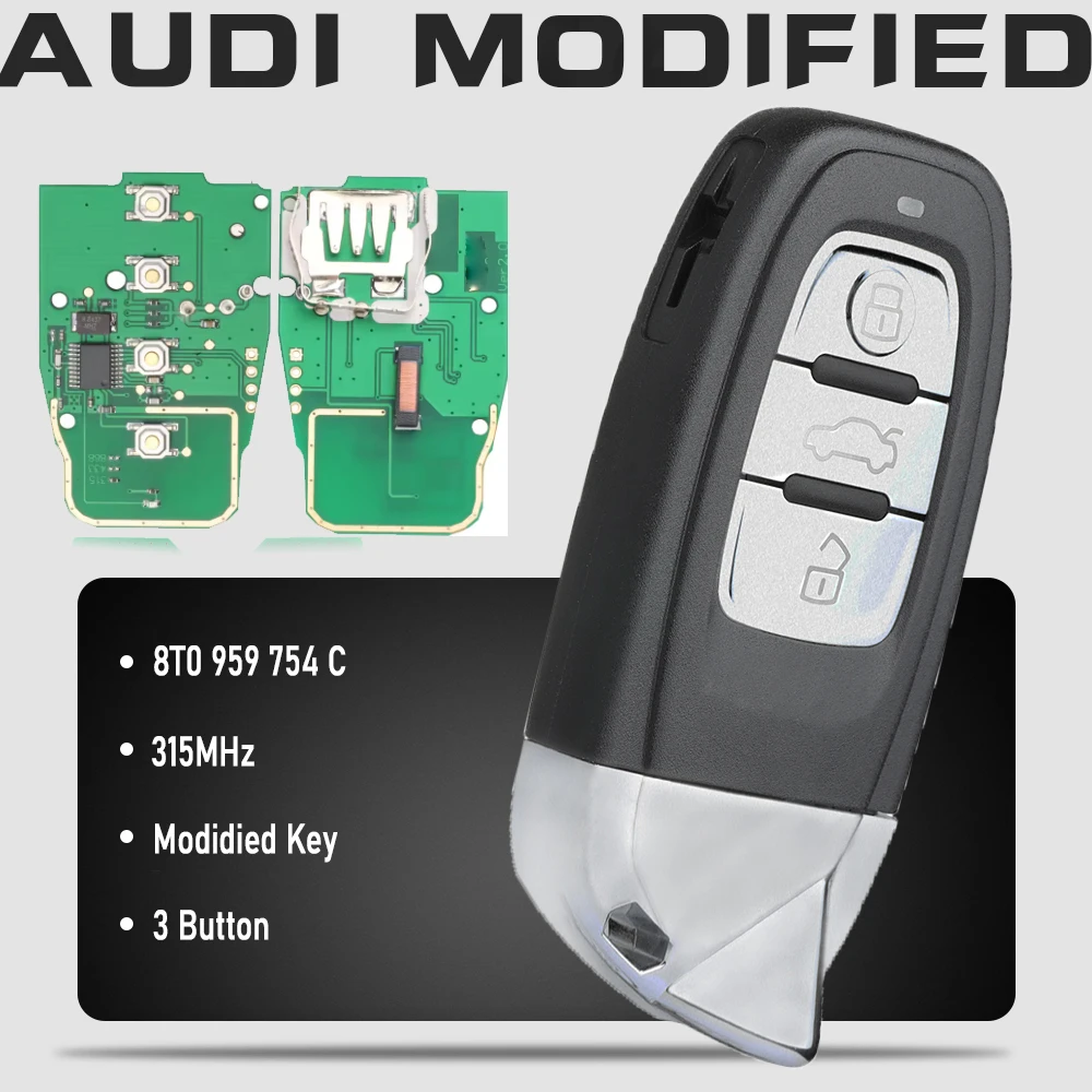 

KEYECU 8T0 959 754 C/8T0959754C 315MHz 3 Buttons Modified As Lamborghini for Audi A4 A5 A6 A7 S4 2009-2016 Smart Remote Key Fob