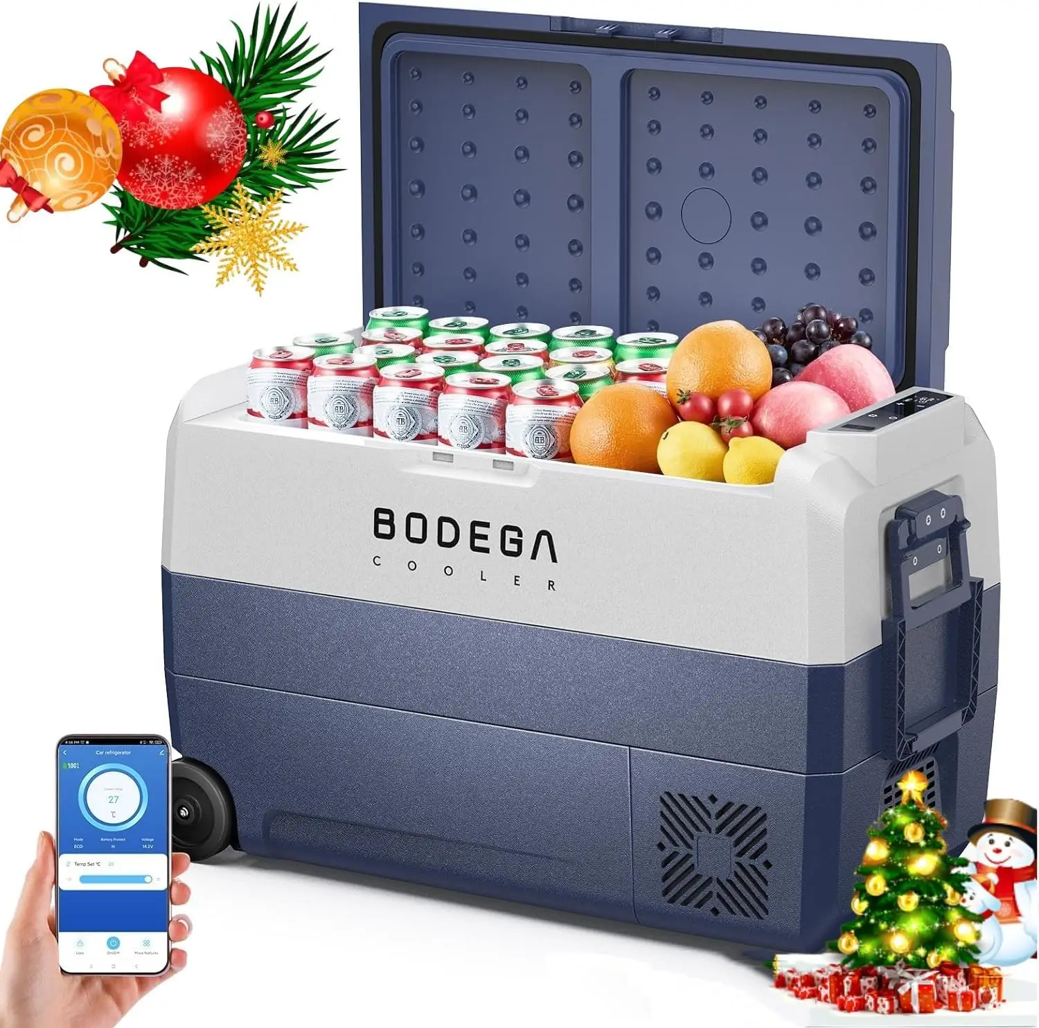 12 Volt Car Refrigerator,53 Quart Portable Truck Freezer,Electric Cooler WiFi APP Control,(50L) -4℉-68℉ RV