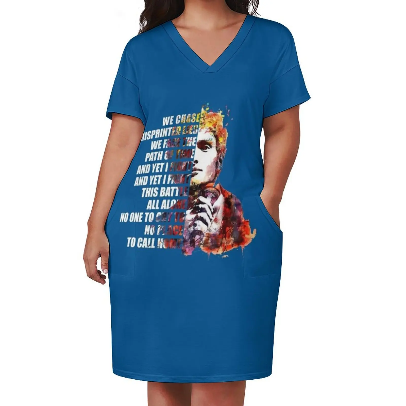 Layne Staley – We Chase Misprinted Lies We Face The Path of Time Tops & Tees, t shirt design Loose Pocket Dress Woman dresses