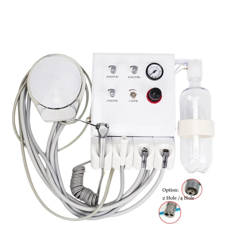 

Dental Portable Turbine 2/ 4 Hole Hanging Type Portable Unit With 4 Holder 3 Way Syringe Weak Suction