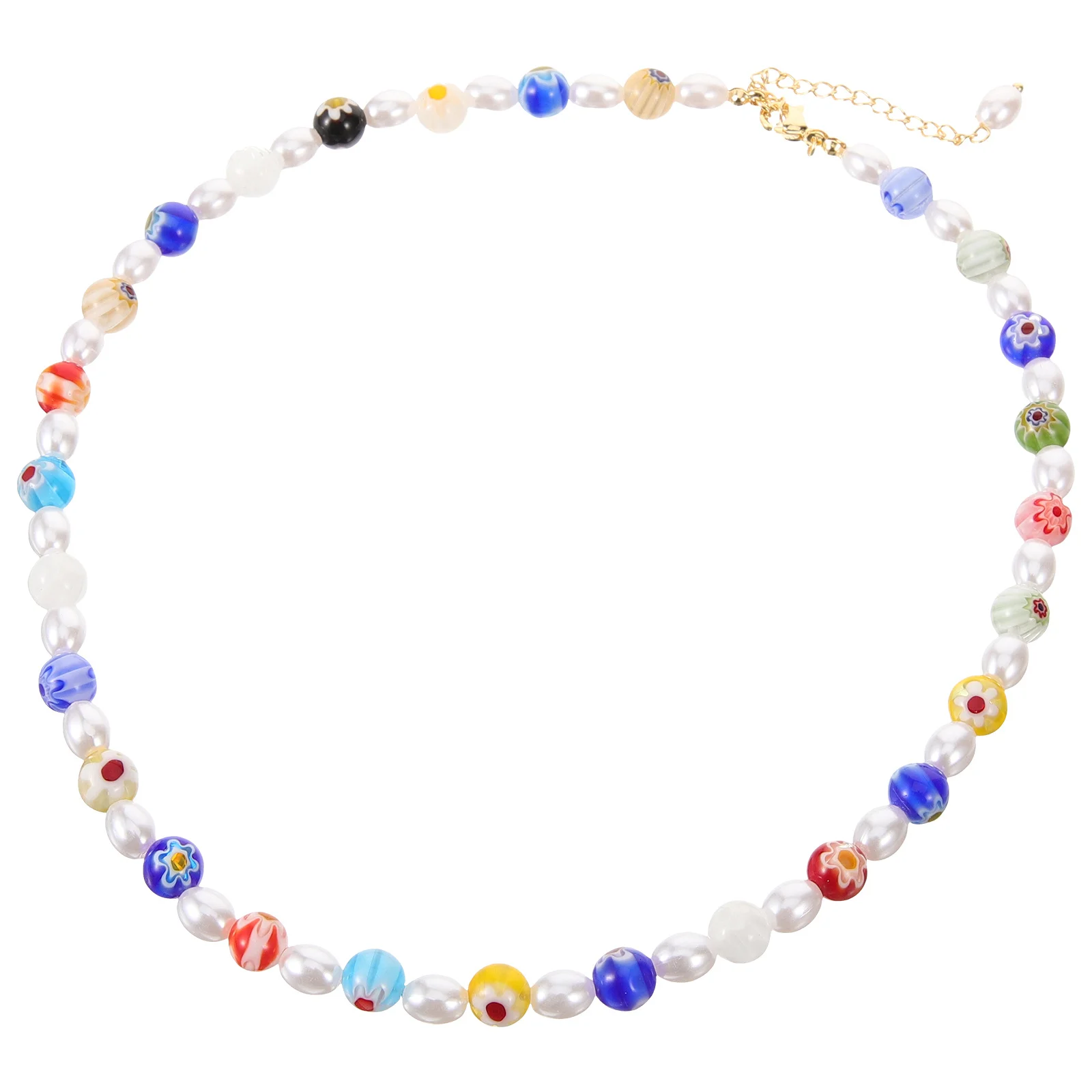 

Women Beaded Necklace Glass Round Beads Artificial Pearl Decorative Jewelry for Party Wedding Daily Wear Women Necklace