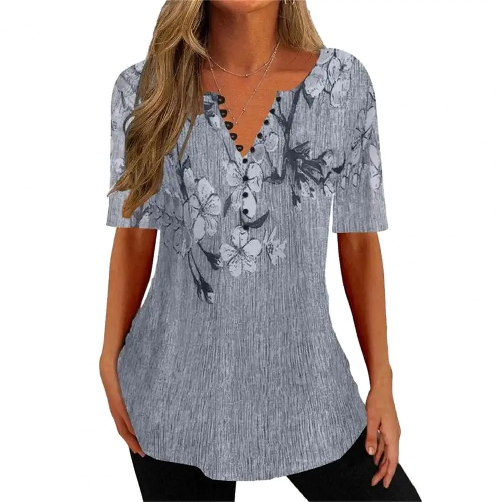 Beautiful Summer Blouse  Short Sleeve V-neck Ladies Shirt  Quick Dry Ladies Shirt