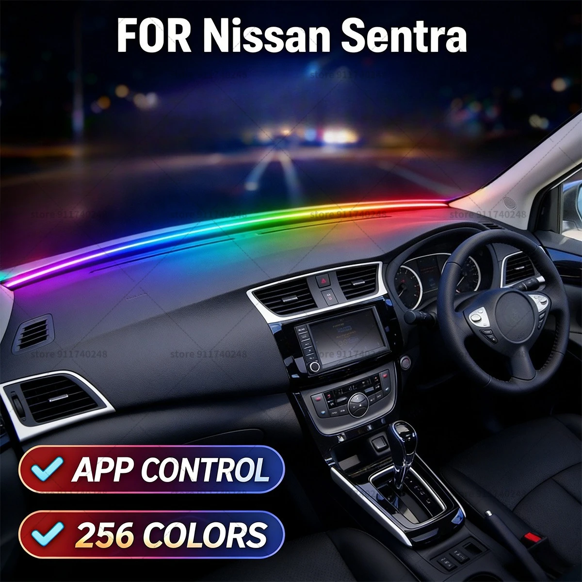 

Для Nissan Sentra автомобильная декоративная световая полоса, красочная акриловая звукоизоляционная полоса для переднего лобового стекла, свет окружающей среды