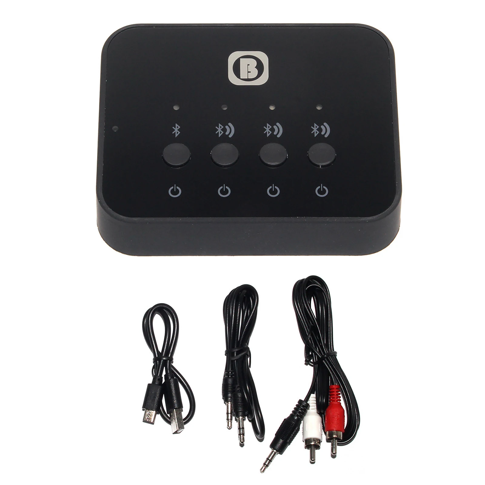 Imagem -02 - sem Fio Stereo Audio Sharing Switcher Adaptador Transmissor Alto-falante Fone de Ouvido Acessórios de tv Bluetooth 4.0 em 1