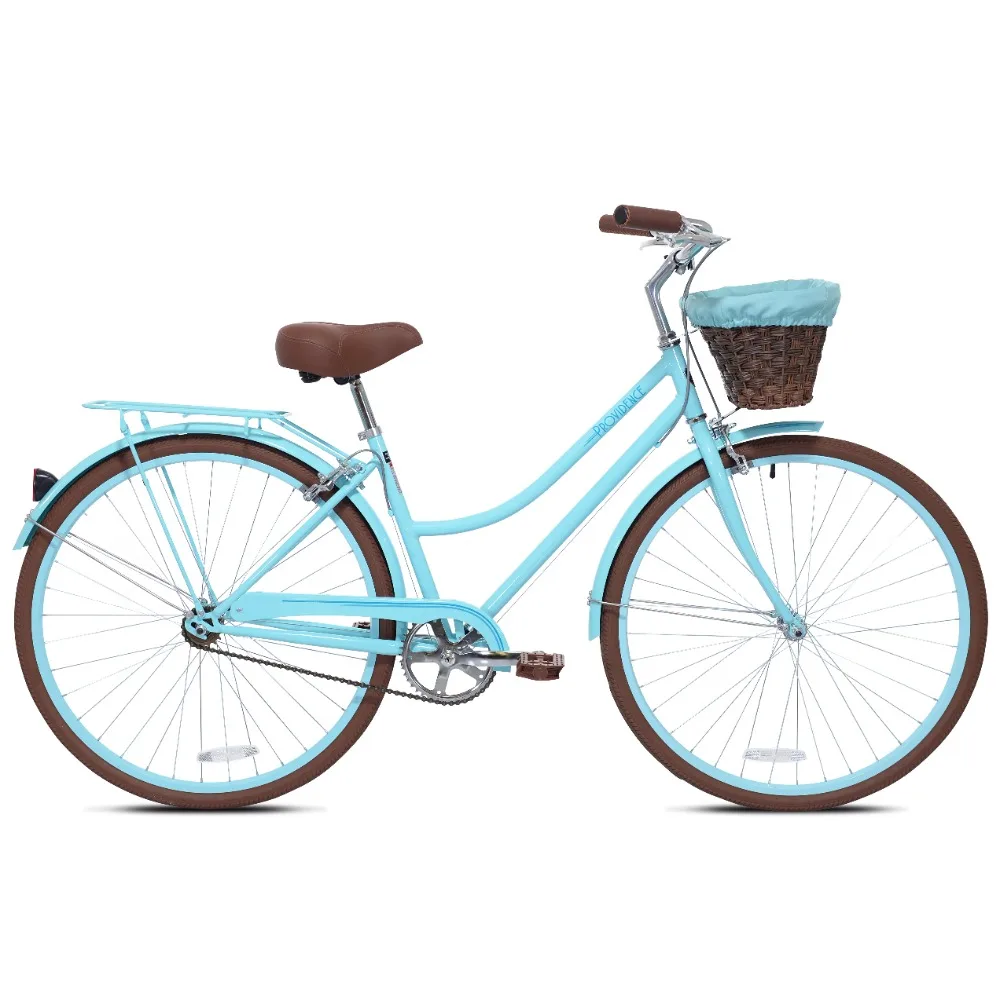 

2024 New 700C Providence Adult Female Cruiser Bike, Light Blue and Brown