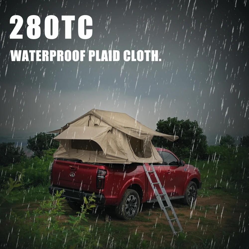 Zinc Alloy Buckle Roof Tent 280TC 2000 Waterproof Lattice Cloth Mobile Home Camping with Insect Proof Screen Built in Frame