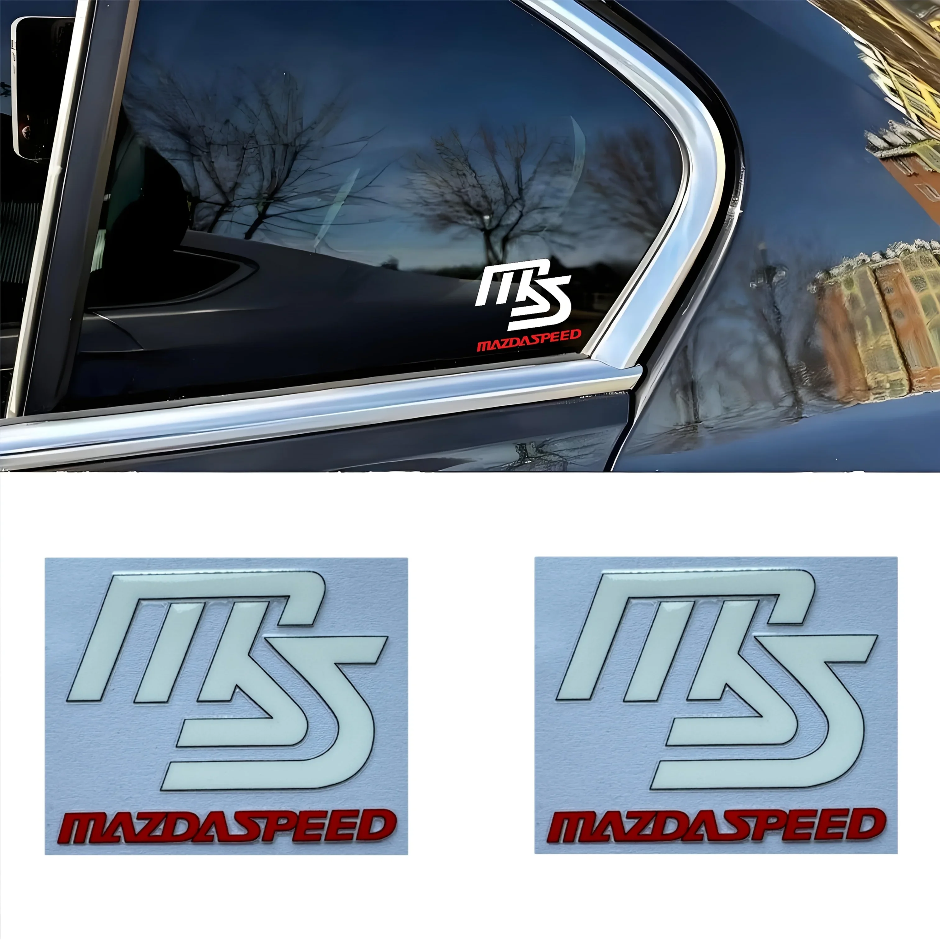 สติกเกอร์โลโก้ “Mazdaspeed MS” สำหรับรถยนต์ 4 ชิ้น/ชุด ดีไซน์สปอร์ต ตกแต่งภายนอกรถยนต์ อุปกรณ์ตกแต่งส่วนบุคคล