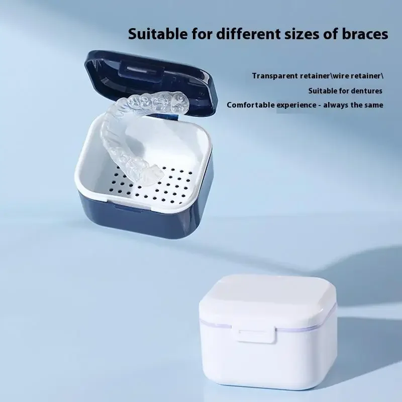 

Retainer Case Portable Mouth Guard Box Oral Cleaning False Teeth Denture Storage Box Teeth Aligner Double Layer Braces Box