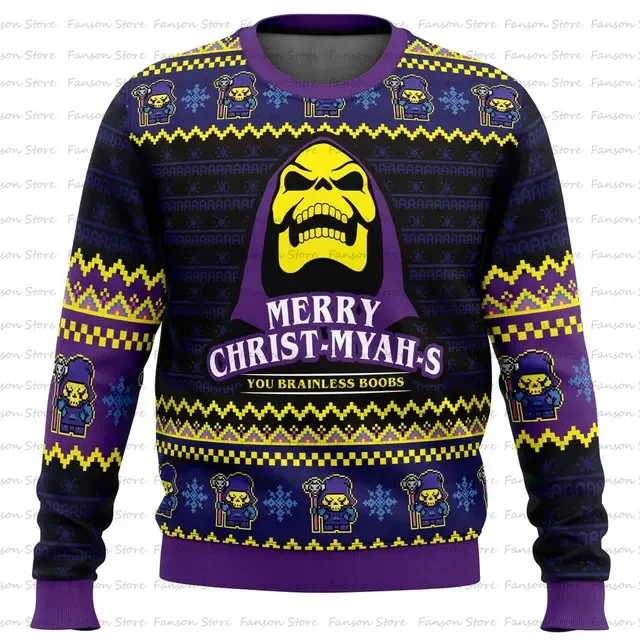 HEYYEYA HE-MAN Ugly Christmas Sweater Cartoon Anime Women Men Pullover Tops 2025 New Fashion Couple Hoodie Sweatshirt