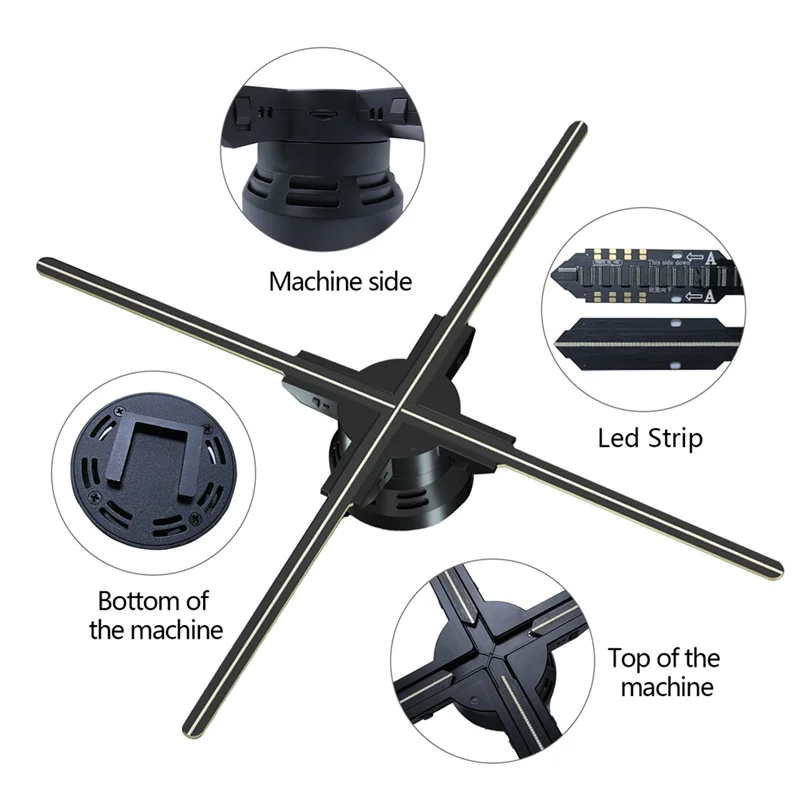 

3D LED Holographic Projector Advertising Fan Wifi 720 LED APP Holographic Hologram Commercial Light Wall Mounted-LICG