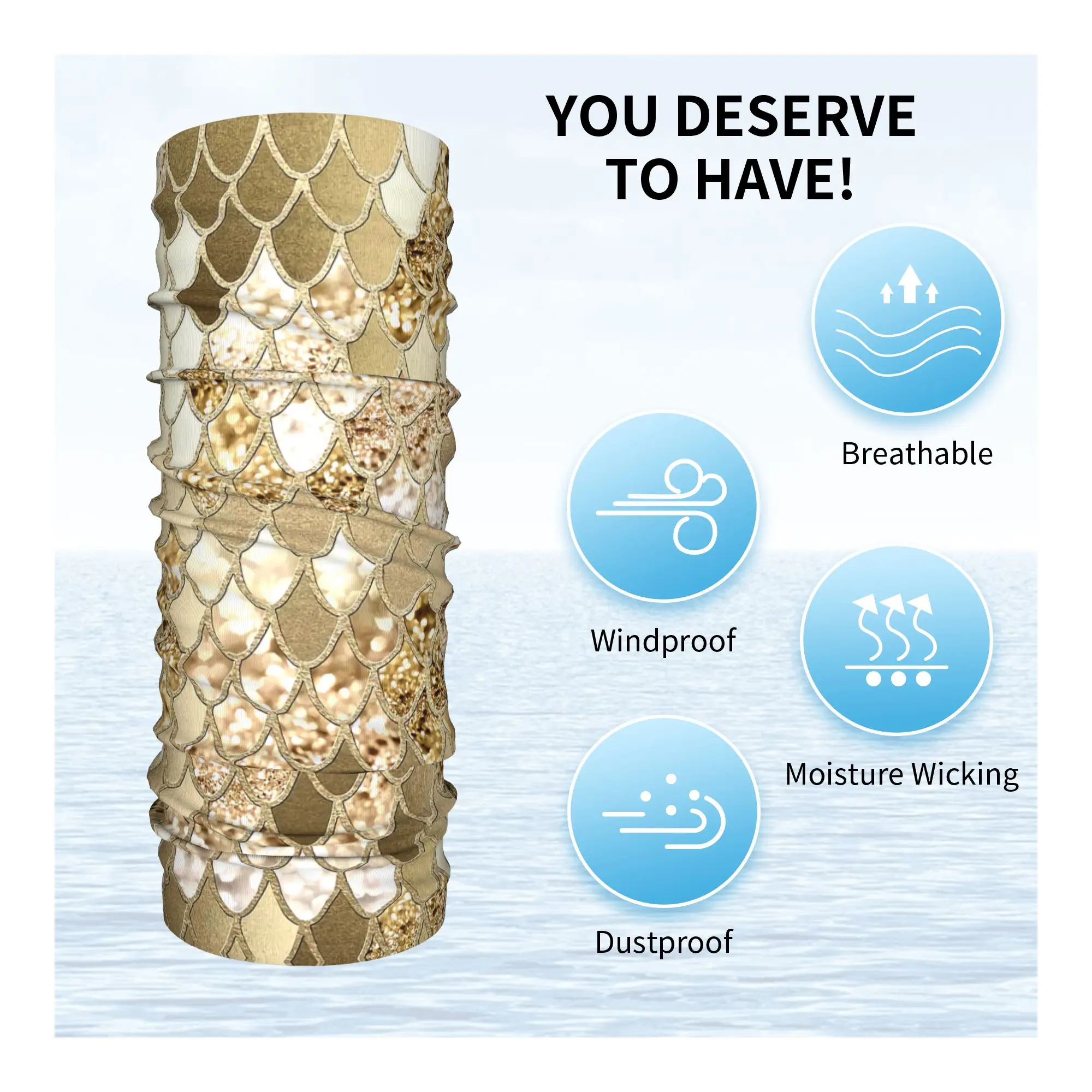 Glitter Mermaid Scales Bandana Neck Gaiter for Hiking Running Men Women Wrap Scarf  Headband Warmer Face Scarf Cover