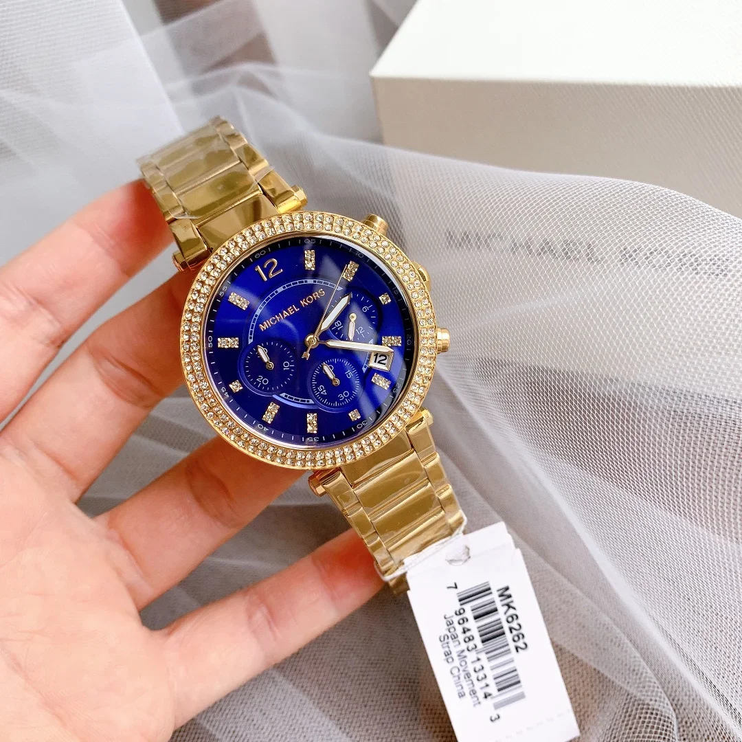 Michael Kors MK-6262 Women Quartz Watch Diamond Parker Series Luxury Wristwatch Waterproof Chronograph Lady Exquisite Boxed Gift
