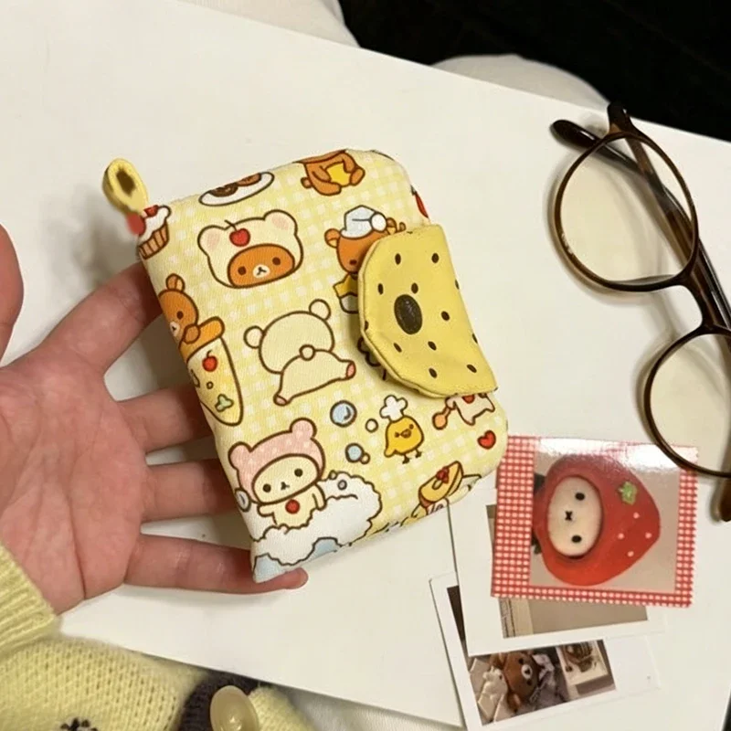 Neu·1 Stück Studenten-Schlüsseltasche im Retro-Stil, niedlicher, frischer Cartoon-Bär, Münzgeldbörse, kurze Münztasche, Kartenetui, Geschenk – Detail 5