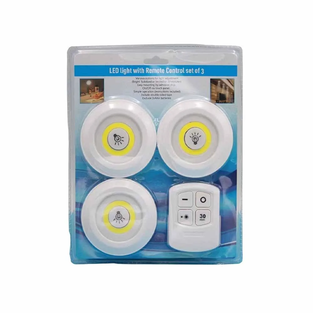 Battery Operated LED Under Cabinet Light with Remote Control White/Warm Light Closet Lights Touch Sensor Wireless Night Light