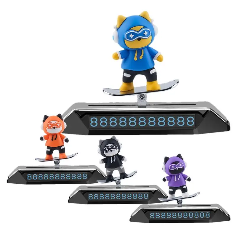 Автомобильная Временная парковочная карта, мультяшный скейтборд, кошка, карточка с номером телефона, пластина с ароматерапией, диффузор, автомобильные аксессуары