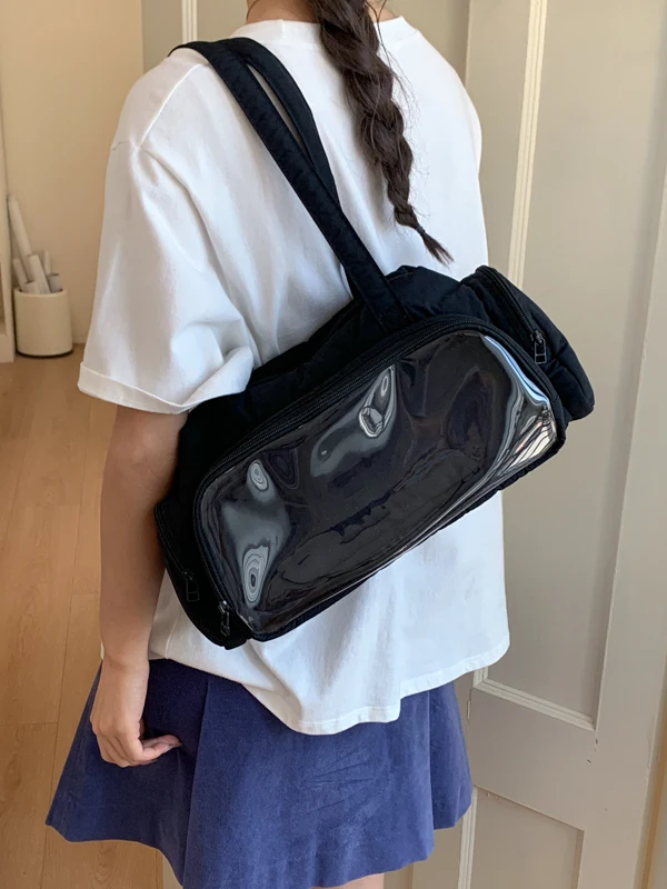 Large Capacity Commuter Nylon Tote Bag Women's Style College Wind Canvas Bag Korean System Pain Bag 2026 New Handbag Shoulder...