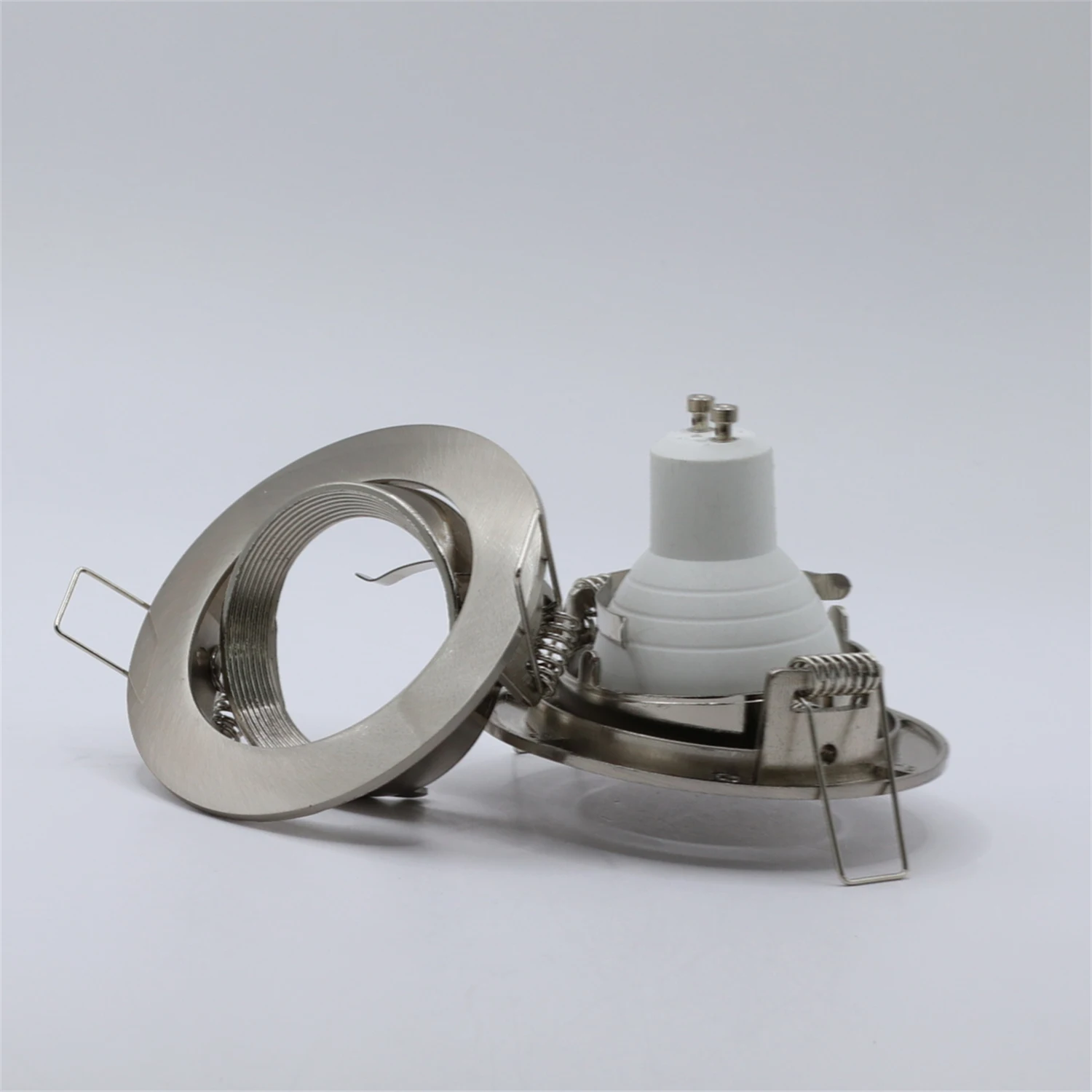 Ronde Downlight Satijn Nikkel Zinklegering Lamp Lichaam Binnen Gu10 Mr16 Lamp Spothouder Frame