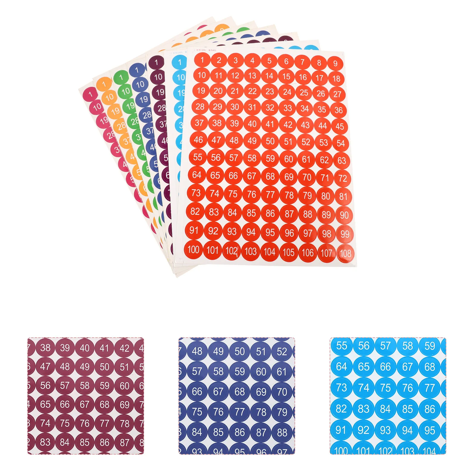 

1 Bag 7 Sheets Round Serial Number Stickers Paper Material Self-Adhesive Removable No Residue for Envelopes Party Favors Kids
