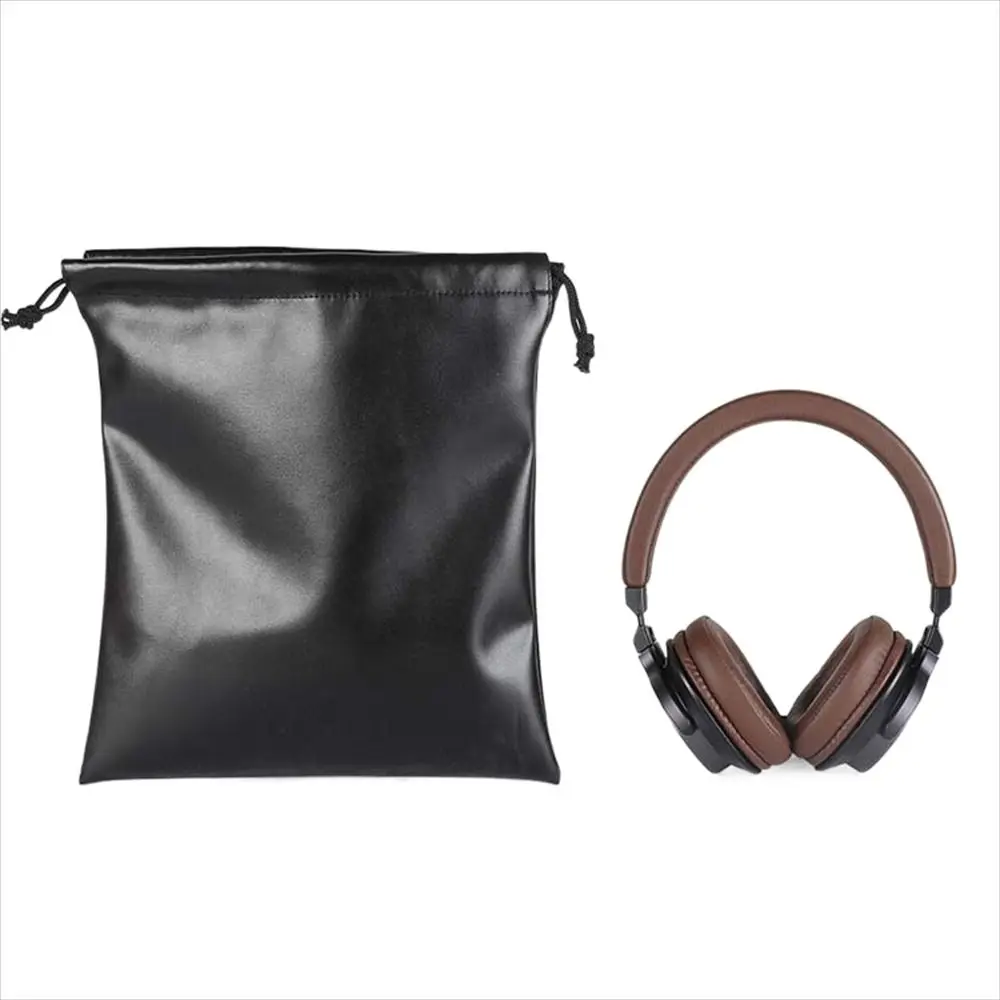 PU Leather Soft Headphone Bag Earphone Headset Pouch Case Hard Disk Cable Card Storage Drawstring Bag Protector Pocket