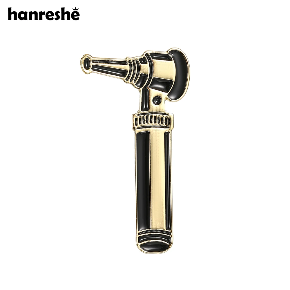 Hanreshe Pin de Esmalte con Forma de Otoscopio Médico, Broche de Otología, Joyería para Médico Otorrinolaringólogo, Enfermera, Insignia de Solapa, Regalos
