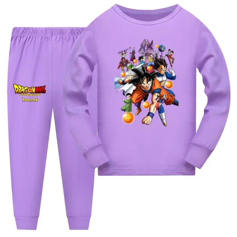 Dragon Ball Pyjama Set Voor Kinderen Lente En Herfst Lange Broek Lange Mouw Nachtkleding Anime Patroon Homewear Boy Girl Verjaardagscadeau