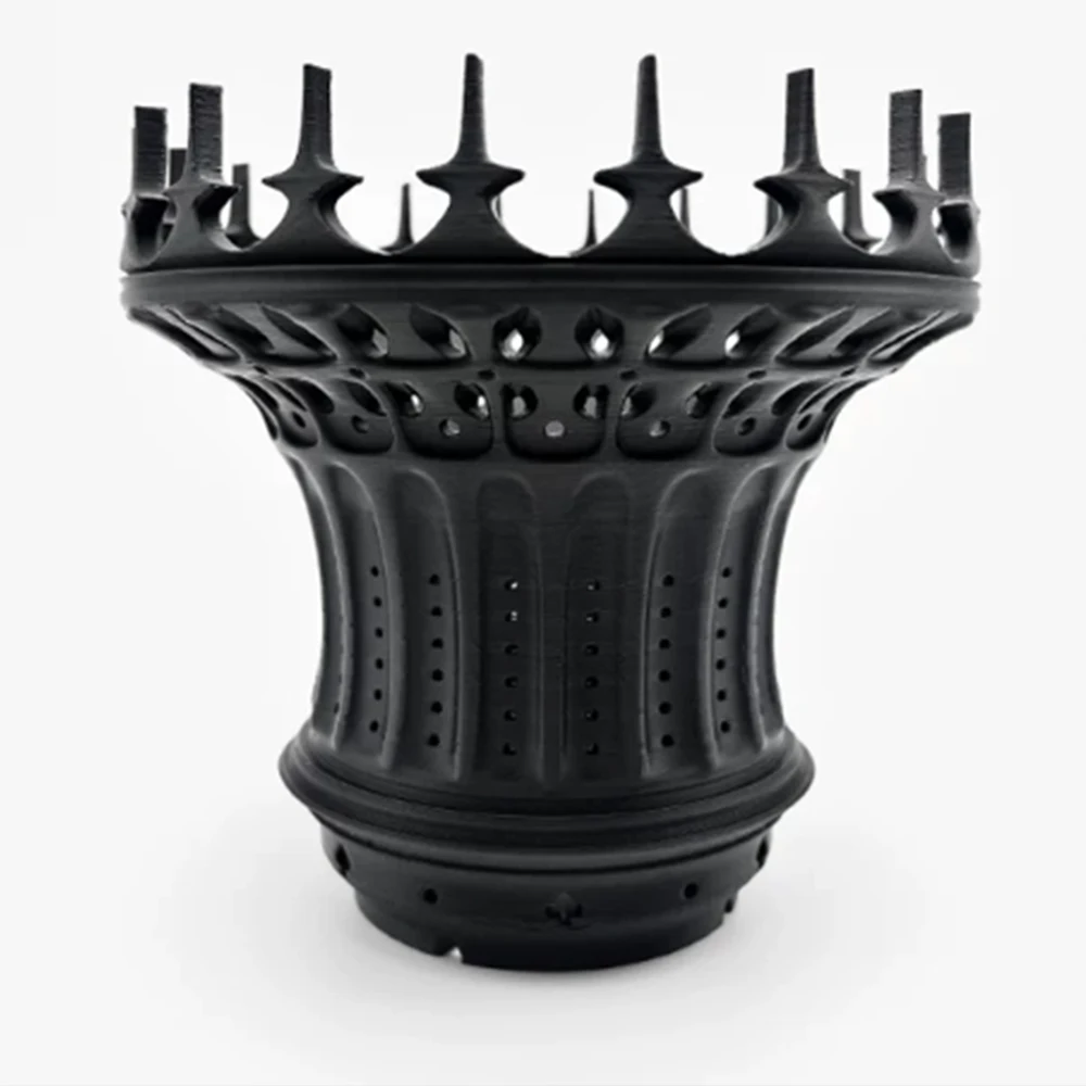 Resin Planter Pot, Matte Black Architectural Column Flower Vase with Built-in Saucer