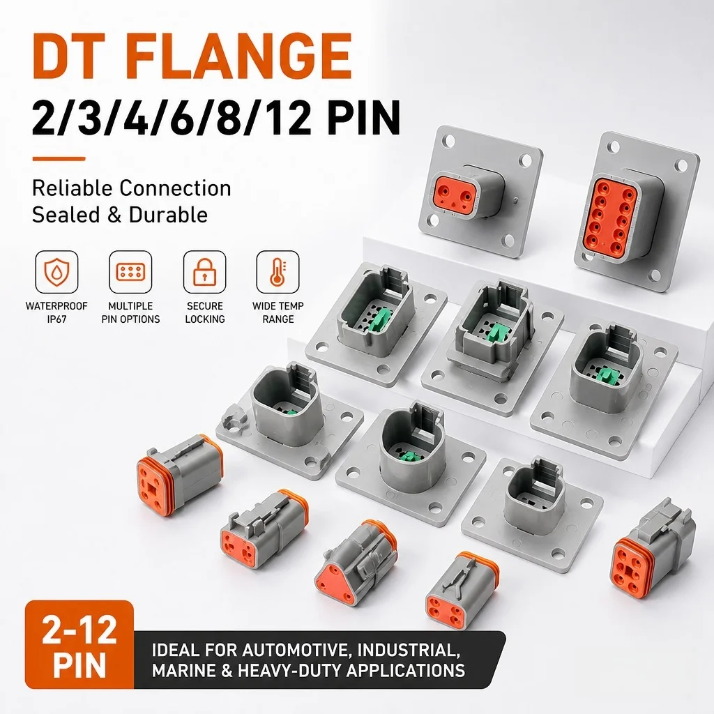 DT04-12P-L012 Waterproof Panel Mount Plug | Deutsch DT Flange Series for Automotive Motor Wiring & Harsh Environments​