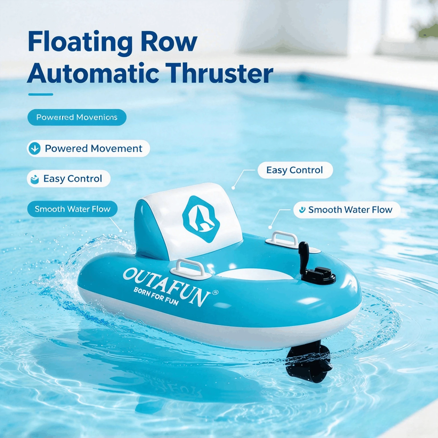 Electric single water inflatable floating row thruster floating row automatic thruster swimming ring can be rotated