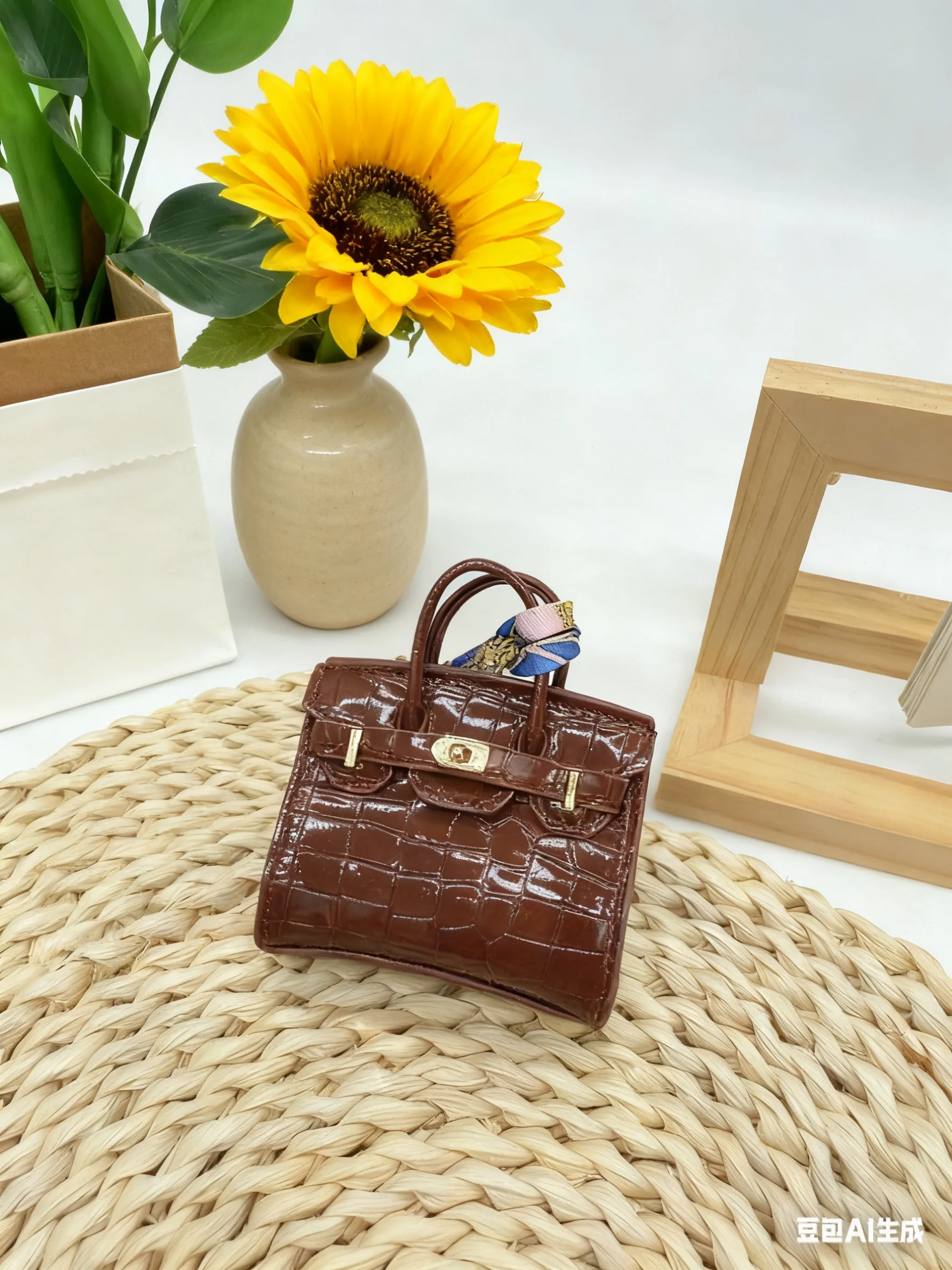 New mini shaped crocodile pattern small bag pendant accessory, cute earphone bag