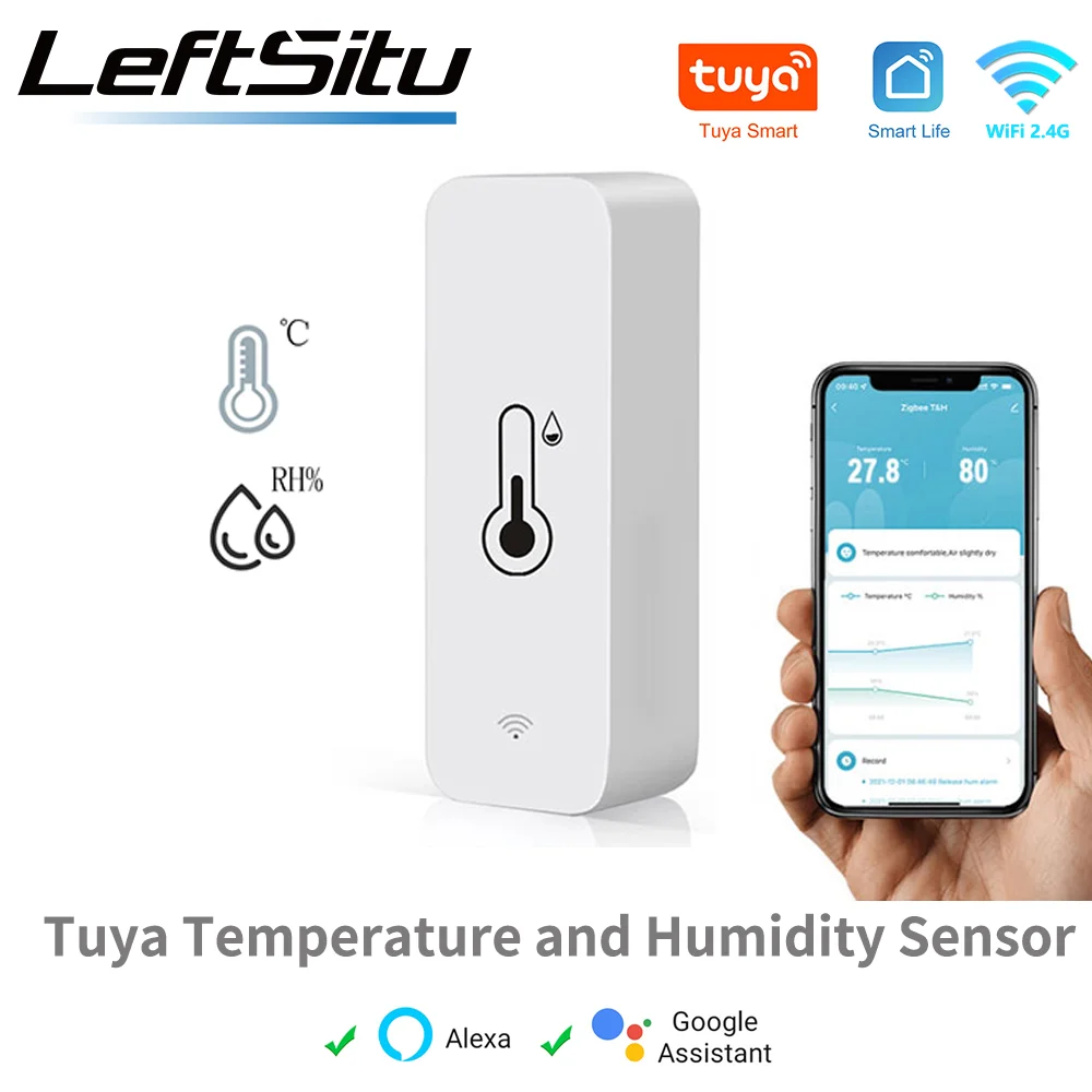 Tuya WiFi Smart sensore di temperatura e umidità alimentato a batteria ZigBee Smart Home Security funziona con Alexa Google Home