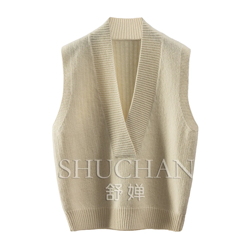 new yak sweater vest  V-Neck  Thick （Winter)  LOOSE  knitted vest for women  chalecos mujer invierno 2023 vintage sweater