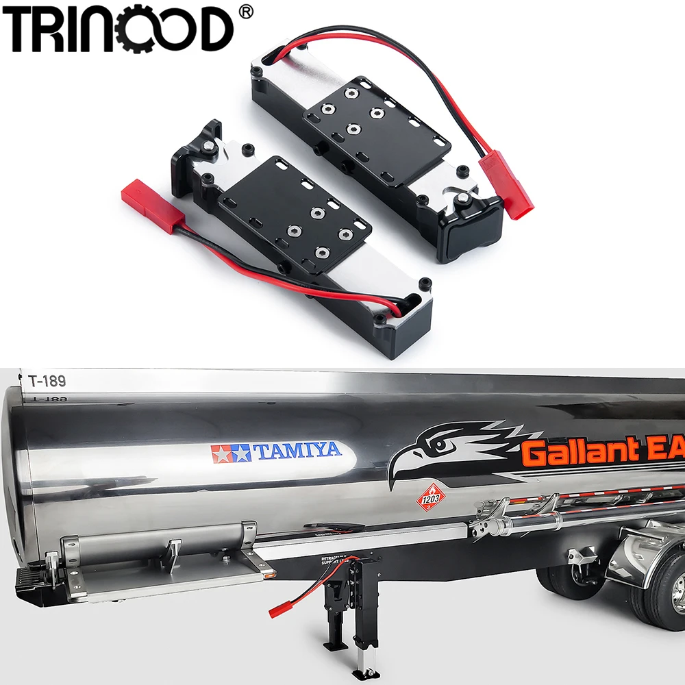 TRINOOD Motorlzed Support Legs Metal Legs Electric Lift Outrigger Frame Support for Tamiya 1/14 Truck Trailer Tractor Model Car