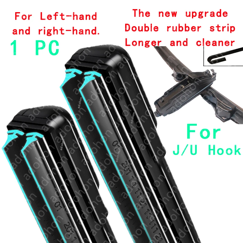 Car Windshield Wiper Blades Universal JU hook Soft dual Rubber Frameless Bracketless Brushes Accessories Windscreen Window Front