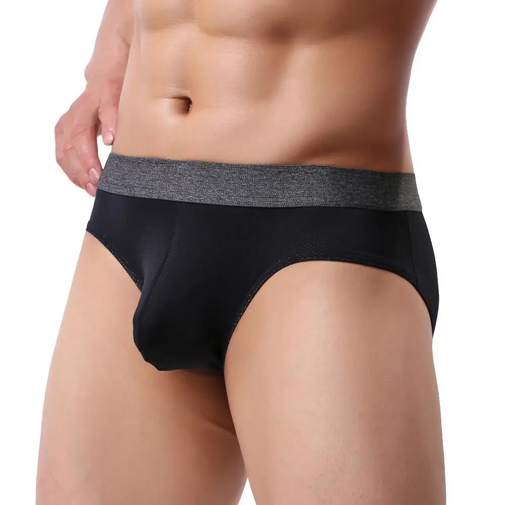 Men\'s Underwear Sexy Briefs Soft Breathable Mesh Underpants Shorts Elastic Panties Brief for Man