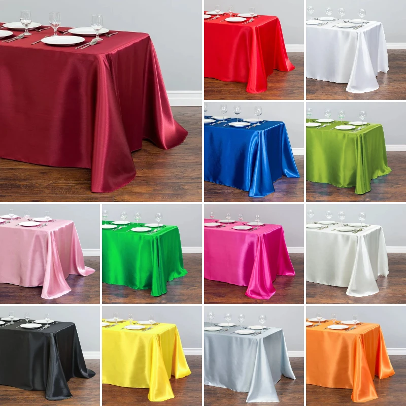Thicken Satin Rectangle Tablecloth Silky Table Cover for Christmas Dining Wedding Party Banquets DIY Decoration