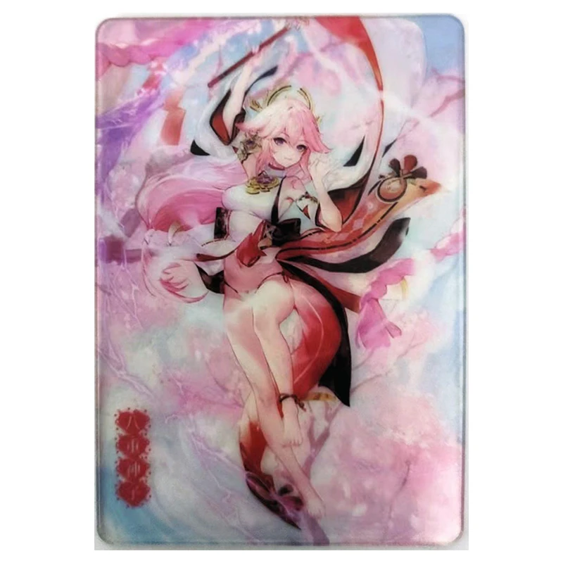 Anime Goddess Story Rare 3D Projection Refraction Foil Card Raiden Shogun Rem Yelan Toys for Boys Collectible Card Birthday Gift