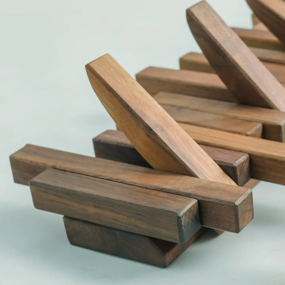 Wooden Coat Rack Wall Mounted Sticks Multi Rack Solid  with Down Unique Modern Hooks