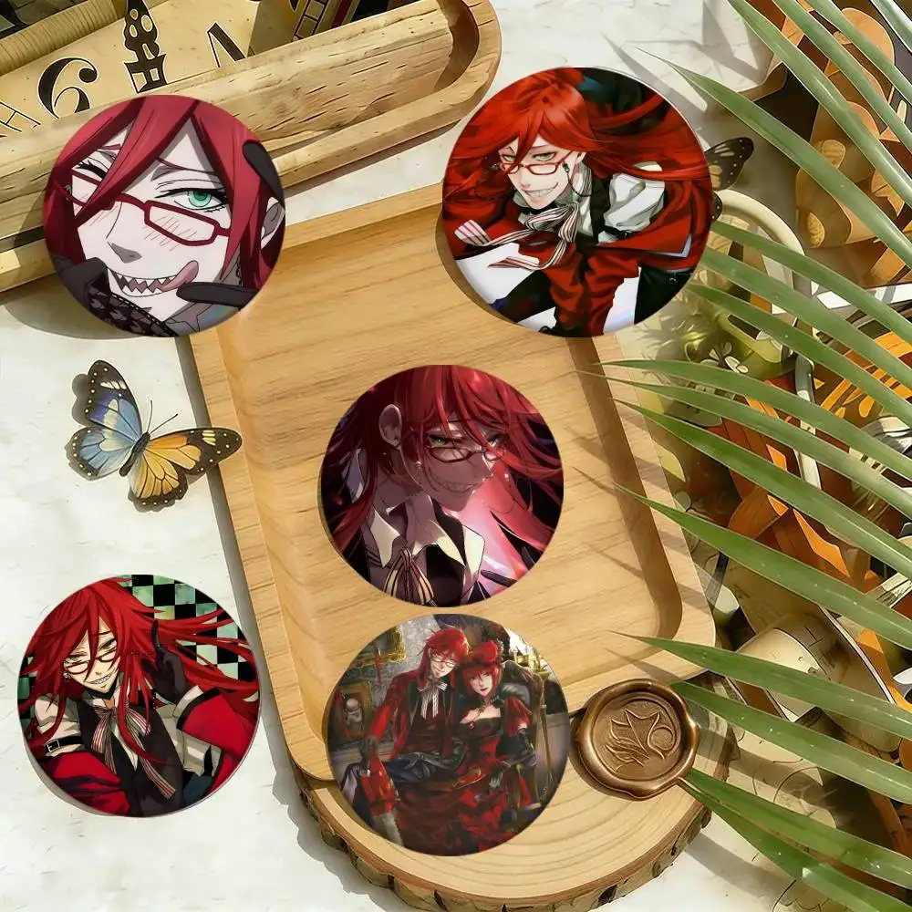 Anime Grell Sutcliff Badges 25 32 44 58 75 Mm Round Cosplay Pin Bag Decor Fans Collect Friends Gifts Brooch Souvenir