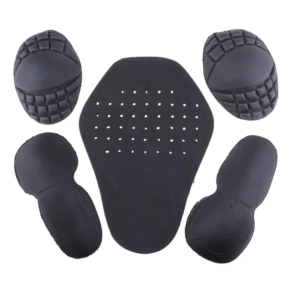 5pcs Motorcycle Riding Shoulder Elbow Back Protection Insert Pad Racing Safty Gear