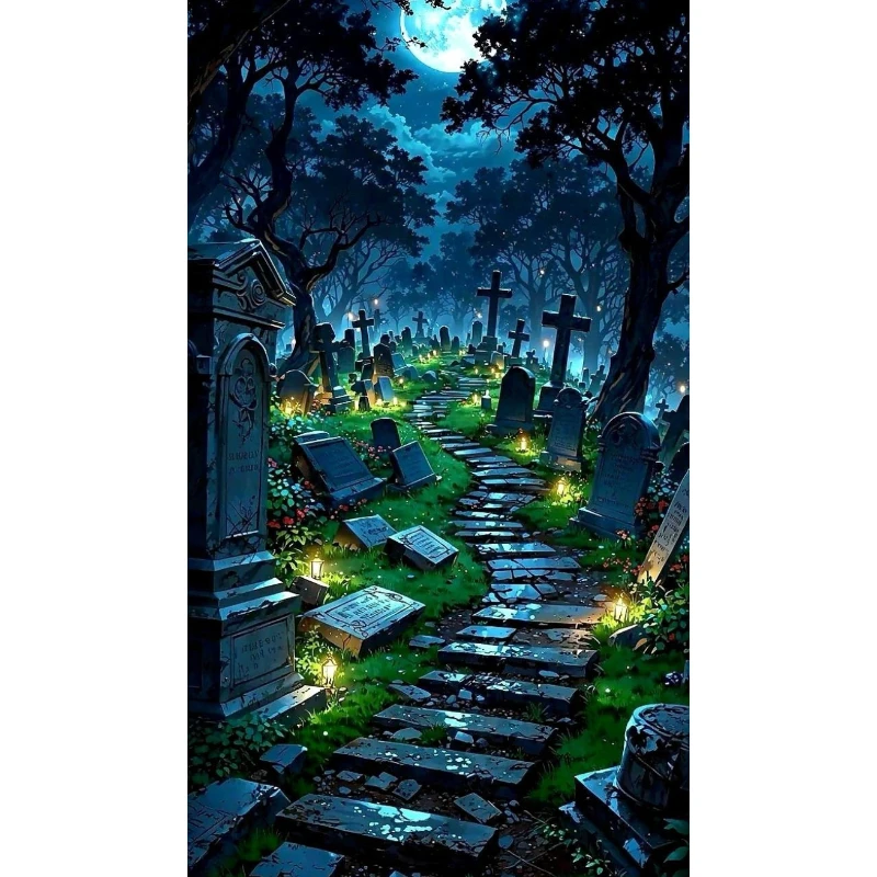 

500/1000/1200/2000 PCS Jigsaw Puzzles Scenery Graves Crosses Terror Family Activity Games for Gameroom Bedroom Home Decor