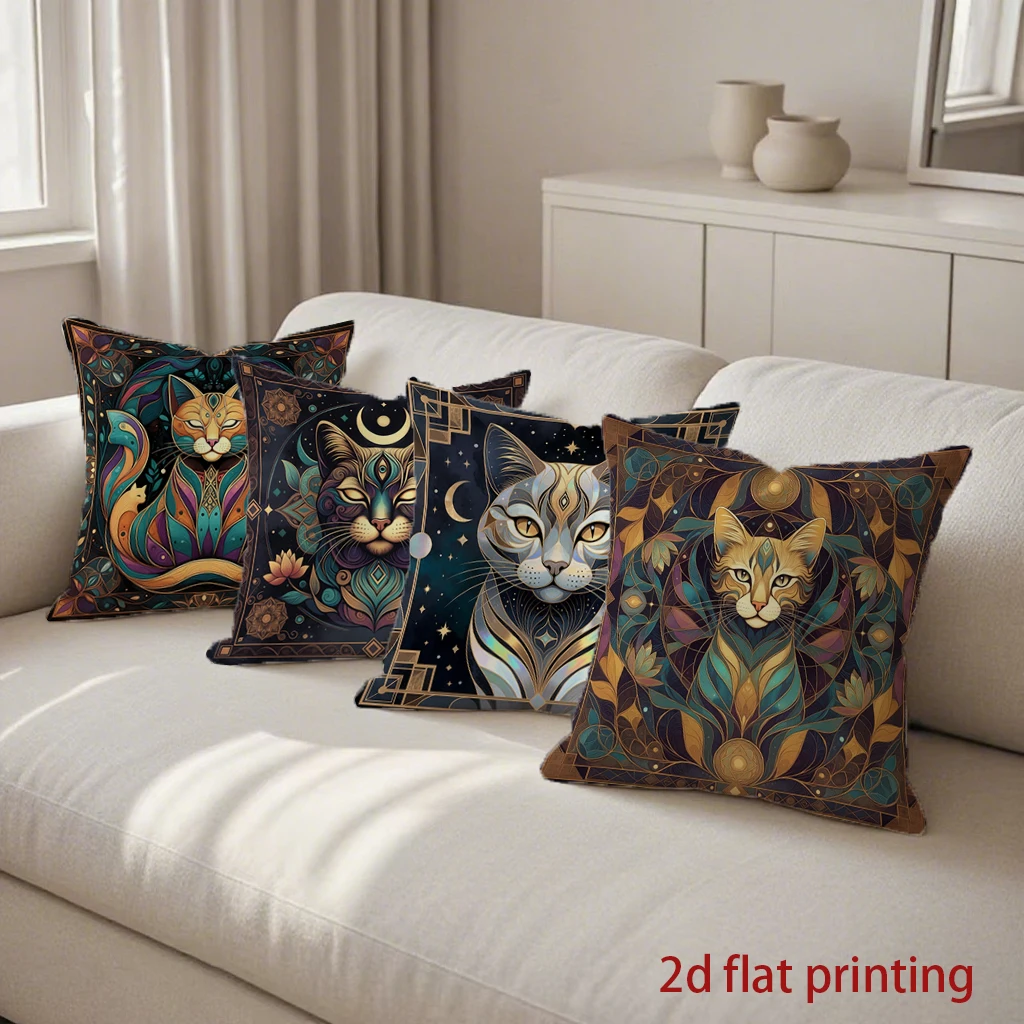 

Стильные декоративные наволочки с рисунком кошек, чехол для подушки с узором, подходит для дивана, спальни, автомобиля.