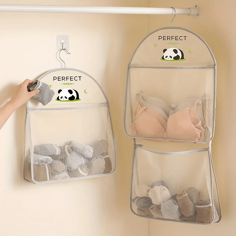 2pcs New Simple Storage Hanging Bag Multi layer Wardrobe Hanging Underwear Underwear Sorting Bag Wall Hanging Dormitory storage