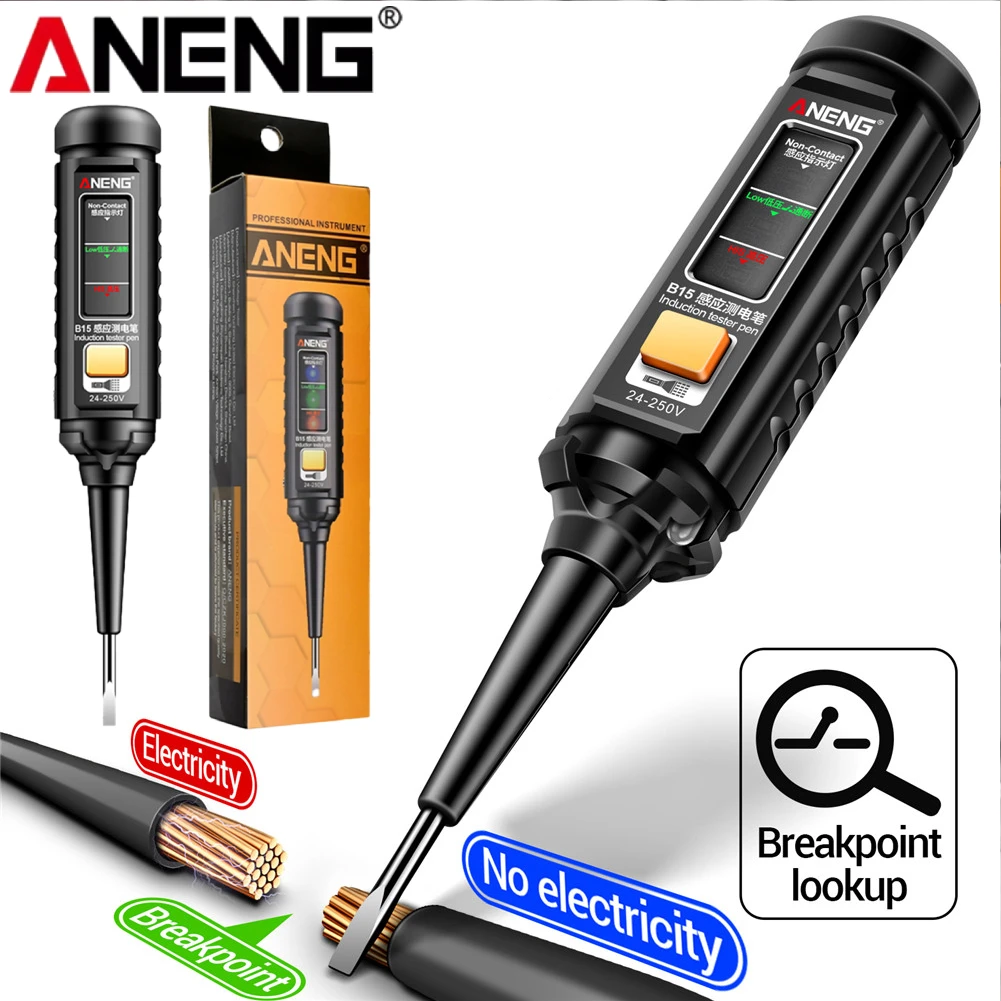 24-250V Professional AC Voltage Detection Pen Highlight Color Light Electrician Screwdriver NCV Electricity Pen Electrical Tools