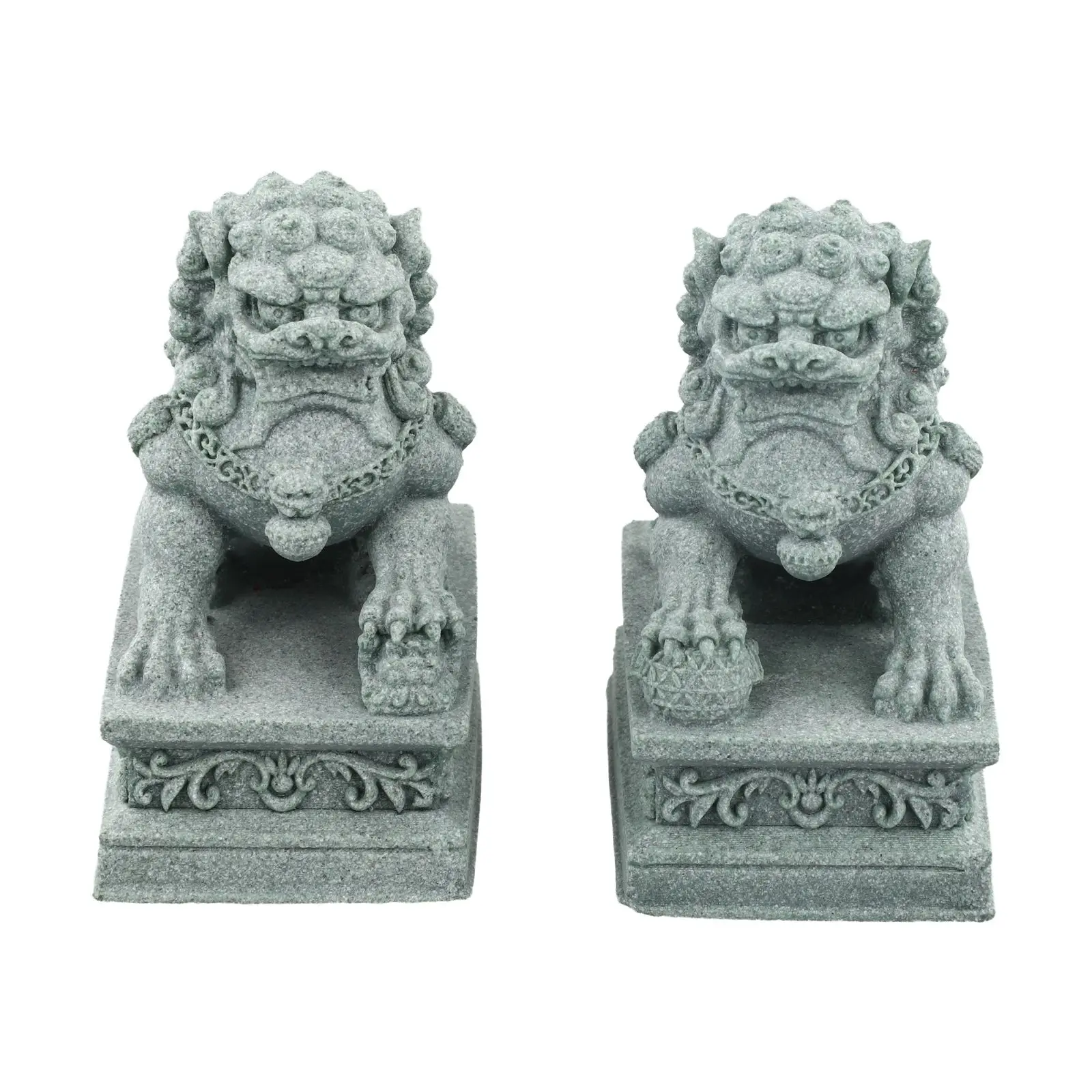Ornament Adornments Adornment Decoration Figurine Fu Foo Dogs Sandstone. Decoration Decorations Chinese Feng Shui