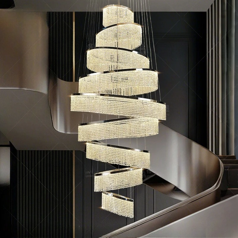 Large villa living room chandelier duplex building hotel front desk chandelier