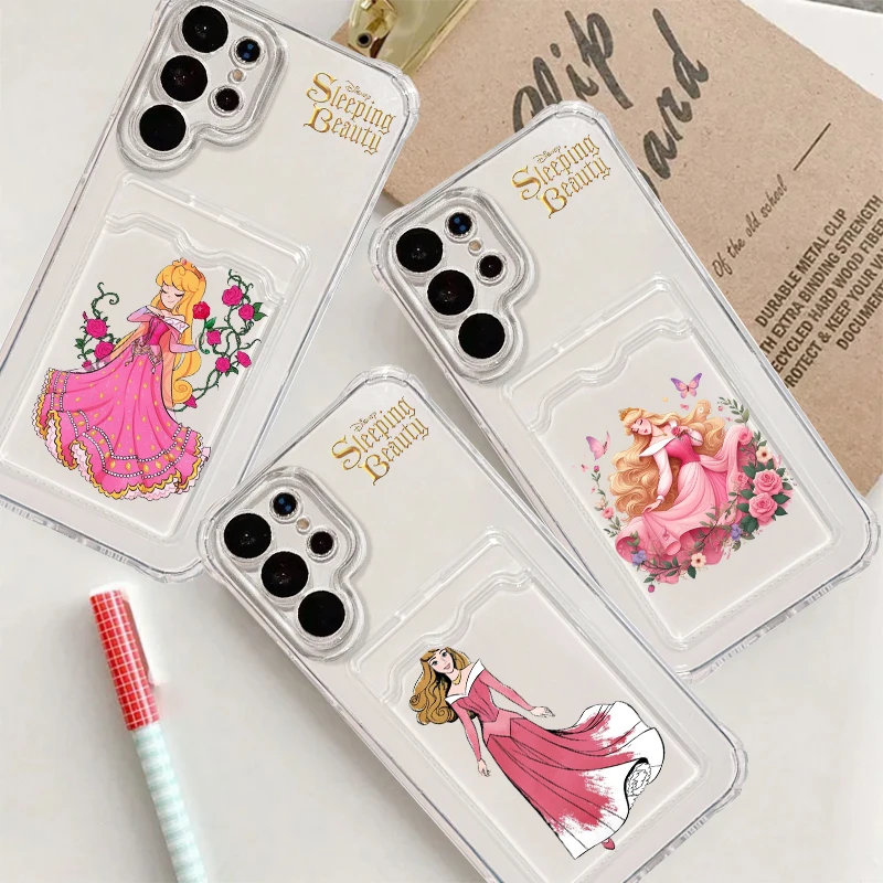 Sleeping Beauty Disney Fashion For Samsung A73 A72 A54 A71 A52 A53 A32 A22 A14 A13 A23 5G Photo Card Bag Transparent Funda