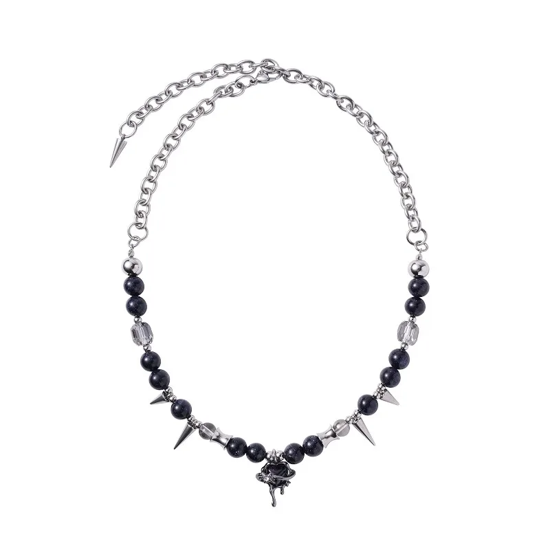

[Purple Night] Original Niche Handmade Punk Style Y2k Premium Beaded Rivet Subculture Necklace