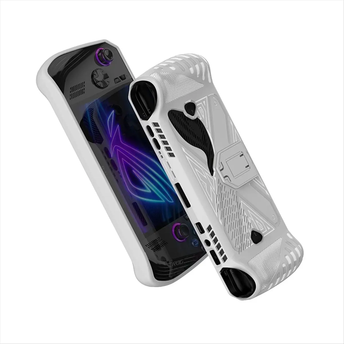 RISE- TPU Protective Case with Stand for Asus ROG Ally X Game Console, Durable Cover Shell for Enhanced Gaming White