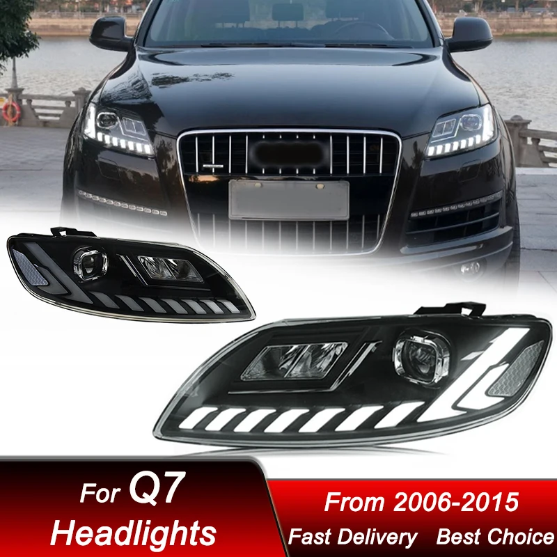 

Поп-стайлинг автомобилей, фары для Audi Q7 2006-2015, новый стиль, полная светодиодная сборка, обновление, аксессуары для линз проектора с высокой настройкой K